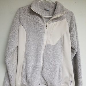 COLUMBIA Winter White Paneled Zip Front Fleece~L